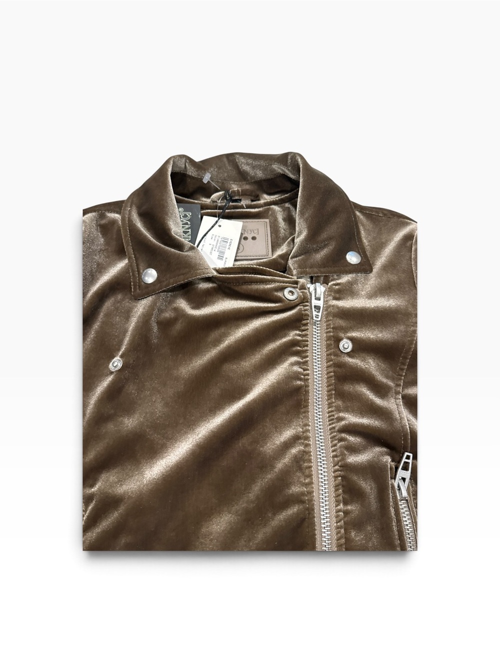 NWT BLANKNYC Velvet Moto Jacket Taupe Brown Size S Biker